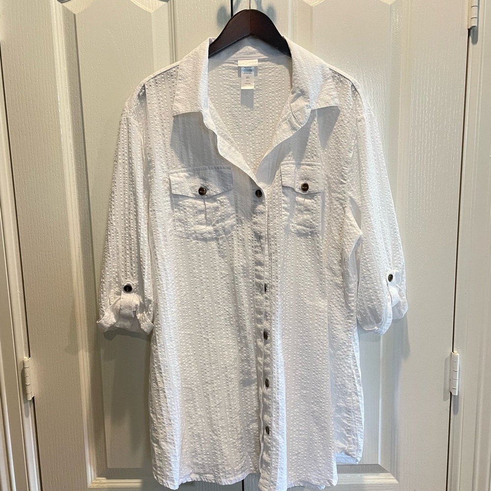 DOTTI Travel Muse Cotton Shirtdress Swim Cover-Up Size 2 XL EUC